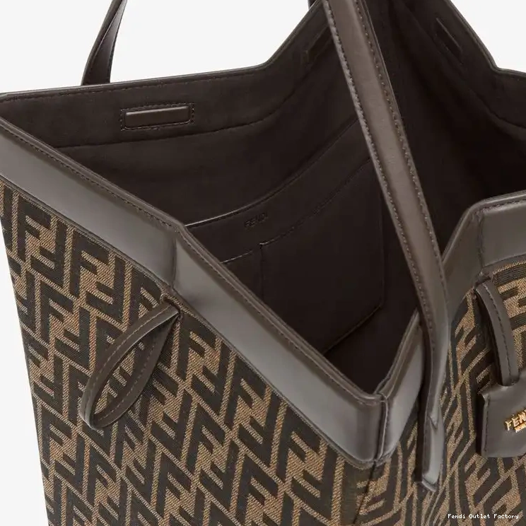 Affordable HOT Fabric Bag Origami FF In Motif Large Brown Fendi 0408